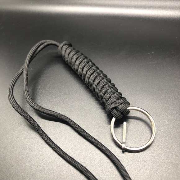 Id Lanyard Black Paracord Key Chain Badge Necklace 18" - Picture 8 of 10